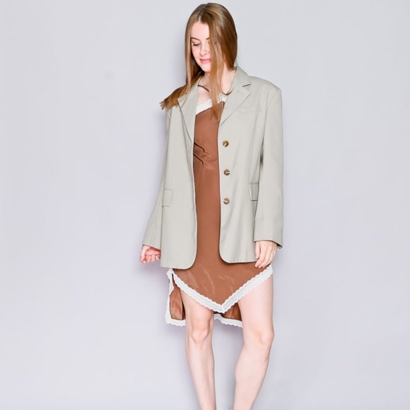 437. MORE THAN YESTERDAY Khaki Split Back Blazer XS S M